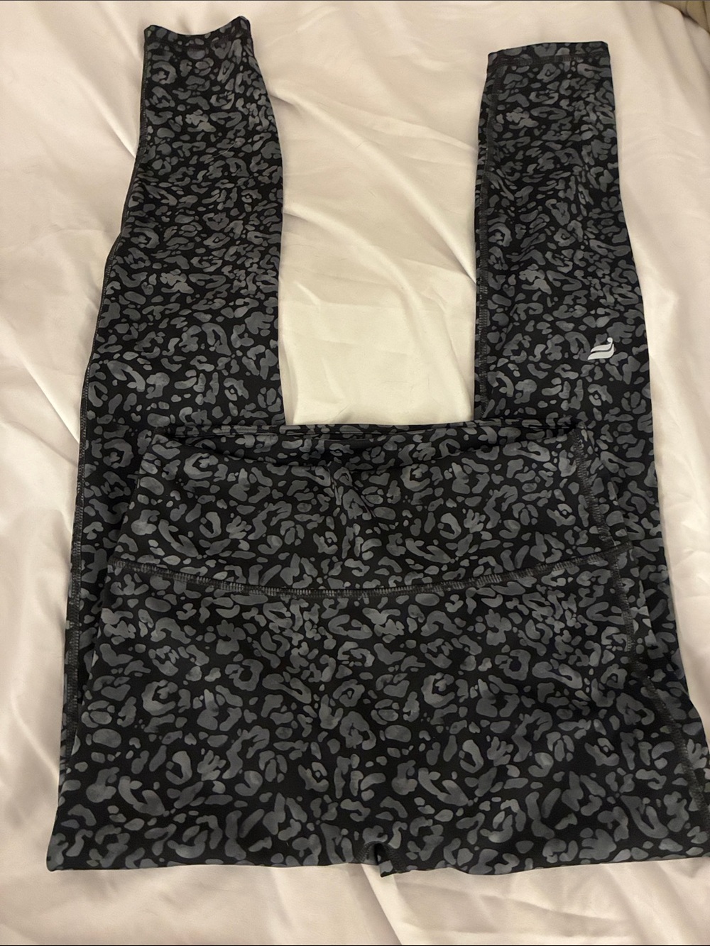 Fabletics Black & Gray Leopard Motion365+ Leggings